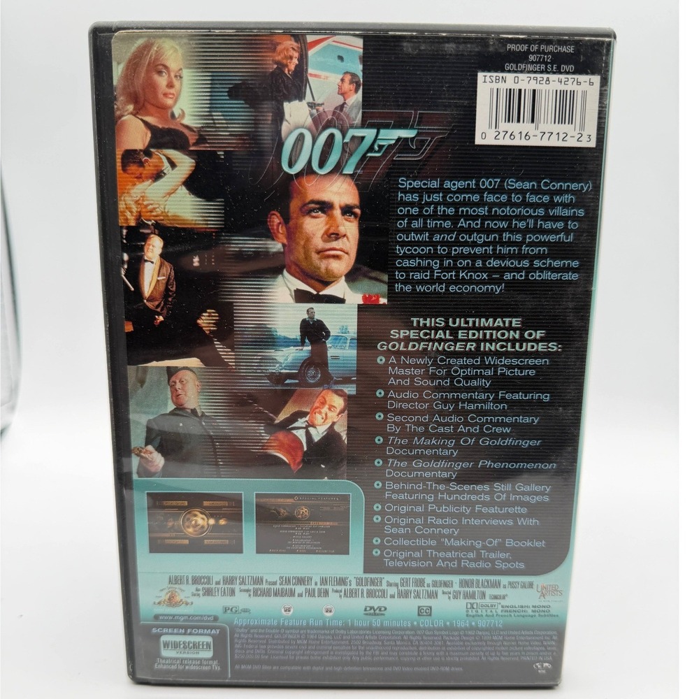 James Bond 007 Goldfinger Special Edition DVD Sean Connery 1999 MGM Widescreen - Picture 5 of 5
